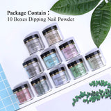BORN PRETTY Without Lamp Cure Holographic Dipping Nail Powder Natural Dry Nail Art Decoration Manicuring 10PCS