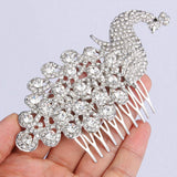 EVER FAITH Silver-Tone Austrian Crystal Art Deco Gorgeous 4.5 Inch Peafowl Hair Side Comb Clear
