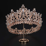 S SNUOY Full Round Crystal Queen Crown Rose Gold Rhinestone Bridal Tiara Headband Pageant Prom Wedding Hair Jewelry
