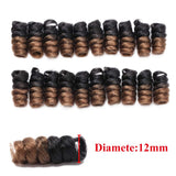 Ombre Toni Curly Crochet Hair Extensions Jumpy Wand Curl Twist Braiding Hair 20 Strands Spring Bounce Curly Stretched to 10 inch for African American Black Women 3 packs 90g Black to Dark Brown
