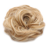 Messy Bun Hair Piece Scrunchy Updo Hair Pieces for Women Fluffy Wavy Hair Bun Scrunchies Donut Hairpiece Synthetic Chignons With Elastic Rubber Band Golden Blonde & Bleach Blonde-Thicker 2 pcs