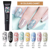 Stamping Gel Kit, MYSWEETY 8PCS 8ml Nail Art Stamping Gel + 4pcs Stamping Plates + 2pcs Nail Art Scraper + 2pcs Stamper+ 2pcs Anti-overflow Latex, Polish Stamping Kit for Nail DIY Printing