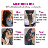 Pre stretched Braiding Hair 26inch 8 packs Hot Water Setting Professional Box Braid Yaki Texture Soft Itch Free Synthetic Fiber Crochet Twist Braids Hair Extensions (1B/350)