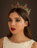 Jeweled Baroque Queen Crown - Rhinestone Wedding Tiaras and Crowns for Women Head