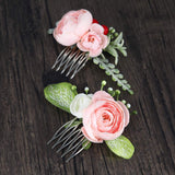 Fangsen Wedding Flower Berries and Greenery Hair Comb Wedding Bridal Headpiece Woodland Wedding Hair Accessories for Brides and Bridesmaids (Pink)