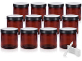 Amber 8 oz / 250 ml PET (BPA Free) Plastic Refillable Jar (12 pack)