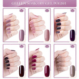 Gellen Gel Nail Polish Kit 6 Colors With Base Coat Top Coat - Understated Elegance Series Popular Dark Nude Grays Nail Art Colors Home Gel Manicure Set