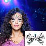 10Sets Halloween Mermaid Festival Face Jewels Rave Face Gems Glitter Festival Body Jewels Sticker Glitter Face Rhinestone eye Stickers Temporary tattoos Glitter Rave & Party Accessories