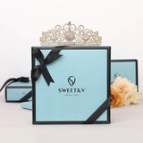 SWEETV Crystal Wedding Tiara for Women, Royal Queen Crown Headband, Rhinestone Princess Hair Accessories for Prom Birthday, Silver