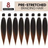 Pre-stretched Braiding Hair 20"-8 packs Professional Itch Free Hot Water Setting Synthetic Fiber Crochet Braiding Hair Extension Twist Braid(20", T30)