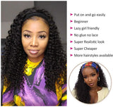 Headband Wig Curly Human Hair Wigs for Black Women 150% Density Brazilian Remy Kinky Curly Headband Wigs Human Hair Glueless None Lace Front Wigs Natural Color (18)