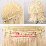 Fabeauty Straight Wigs With Bangs Virgin Brazilian None Lace Front Wigs Human Hair Wigs 150% Density Glueless Machine Made Wigs For Black Women (18inch, 613 wig)