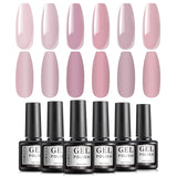 TOMICCA Gel Nail Polish Set, 6 Nude Pink Colors Gel Polish Kit, Soak Off UV LED Gel Polish Set