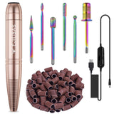 Electric Nail File Nail Drill - Ejiubas Portable Nail Drill Machine Nail Drills for Acrylic Nails Handpiece Drill Nail E File Manicure Pedicure Tool Set for Home Salon Golden