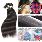 Brazilian Straight Human Hair Bundles with Closure (14 16 18+12 Inch) 10A Unprocessed Virgin Straight Hair Weave 3 Bundles with 4x4 Free Part Lace Closure (14 16 18+12)