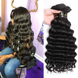 Loose Deep Wave Human Hair Brazilian Deep Curly Hair Bundles (300g/10.5oz,Natural Black) 100% Unprocessed Brazilian Virgin Hair Loose Deep Wave Human Hair Weave Bundles