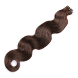Valiilo Tape in Wavy Hair Extensions Human Hair Seamless Skin Weft Human Hair Body Wave Dark Brown #2 Human Hair Seamless Tape in Hair Soft Wavy Brown Real Hair Weft 70grams 20pcs/pack
