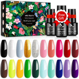 WELTEAYO Gel Nail Polish, Gel Nail Polish Set with Base Coat, Glossy & Matte Top Coat 23 Pcs Gifts Box kit, Soak Off UV/LED Gel Starter Kit, Glitter Nail Art Starter Kit Beauty Gifts Set