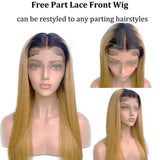 1B/27 Human Hair Lace Front Wigs Straight Brazilian Human Hair 4x4 Lace Closure Wigs Pre Plucked Hairline with Baby Hair Glueless 150% Density Real Remy Hair Lace Frontal Wig Dark Roots Bleached Knots