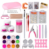 Acrylic Nail Kit Set, Acrylic powder Shiny Glitter Nail Art Decoration Professional DIY Gel Nail Kit Manicure Set with Nail Dryers