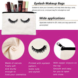 10 Pieces Eyelash canvas makeup bags - Kcddumk Cosmetic Bags Travel Pouches Toiletry Bag Cases with Zipper for Women and girls (Beige and Pink)