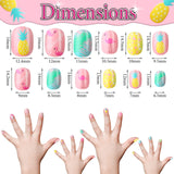 120 Pieces Girls Press on Nails Fake Nails Artificial Nail Tips Children Full Cover Short False Fingernails for Girls Kids Nail Art Decoration, 5 Boxes (Bright Summer)