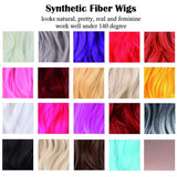 23'' Long Wavy Hair Wig Heat Resistant Curly Synthetic Wigs Cosplay Wig (Rose Red) for Women