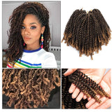 4 Packs Spring Twist Hair Braiding Extensions Synthetic Jamaican Bounce Twist Hair Ombre Color Crochet Braids Spring Twist Hair Extensions 8 Inch #1b/27