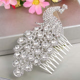 EVER FAITH Silver-Tone Austrian Crystal Art Deco Gorgeous 4.5 Inch Peafowl Hair Side Comb Clear