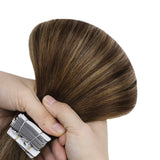 Hair Extensions Tape in Balayage Brown Tape in Hair Extensions Invisible Tape Hair Extensions Dark Brown Balayage Caramel 24inch 20pcs 50g