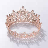 S SNUOY Full Round Crystal Queen Crown Rose Gold Rhinestone Bridal Tiara Headband Pageant Prom Wedding Hair Jewelry