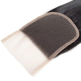 BLACKMOON HAIR Brazilian Virgin Straight Hair 4 Bundles With Lace Closure Unprocessed Human Hair Extensions Weave Natural Black Color (10 12 14 16+8 Inch Closure, Free Part)
