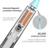Yunchi Y7 Sonic Electric Toothbrush, Portable Ultrasonic Tooth Brush with Timer, 5 Modes, 10 Brush Heads, 45 Days Long Lasting, IPX7 Waterproof for Adults & Kids - Mint Green
