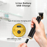 T Liners Clippers for Men - Professional Beard/Hair Trimmer with T-Blade, Cordless Li-ion Rechargeable Pro Barber Edgers Detailer Outline Hair Cutting, Zero-Gapped Sharp Blade & Guide Combs, by RAZZAX