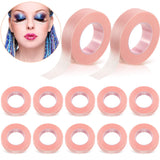 12 Rolls Eyelash Extension Tape Adhesive Breathable Microporous Fabric Tape Eyelash Grafting Tape Makeup Lash Tape for Taping Eyelid Sticker DIY, 0.5 Inch x 10 Yards, Pink