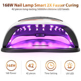 UV LED Nail Lamp, iBealous 168W Professional Fast Gel Nail Polish Dryer Curing Lamp for Gel Polish Salon Quality Nail Light Gel Lamp 4 Timer Setting & Big LCD Touch Screen for Fingernail & Toenail