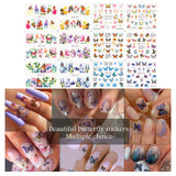 Nail Tips for Acrylic Nails 500PCS Coffin Fake Nails with Glue Holographic Sequins for Nail Stickers and Butterflies Nail Art(10 Sizes French Nails)