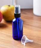 2 oz Cobalt Blue Glass Boston Round Treatment Pump Bottle (10 Pack) + Funnel