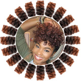 BECUS 10inches 16mm Ombre Black to Brown Tapered Cut Kenzie Curly Crochet Braids Hair Extension for Black Women 60Roots Short Braiding Daily Use