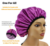 UWEIVV 1 Packs Adjustable Shower Caps Plus Size Shower Caps for Women Silky Satin Double Layers Bathing Shower Hat Hair Protection EVA Shower Caps Reusable Waterproof PURPLE DESIGN