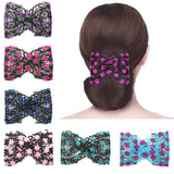 6 Pieces Magic EZ Combs, Stretch Flower Beaded Hair Combs Elastic Bowknot Hair Clips Stretchy Hair Hairpins for Women Girls DIY Thick & Thin Hair Styling Accessories Random Color