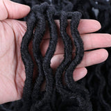 Wavy Gypsy Locs Ombre Crochet Hair 18" 6 Packs/Lot Godness Faux Locs 100% Kanekalon Fiber African Roots Dreadlocs Curly Synthetic Braiding Hair Hair Extensions (1B#, 18 inch)