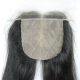 SHANELL Hair Silk Base Top Closure Straight Bleached Hidden Knots Middle Part 4x4" With Baby Hair Unprocessed Peruvian Virgin Silky Straight Human Hair Closure 14inch