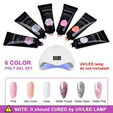 Jiasheng Polygel Nail Kit, Poly Extension Gel Nail Kit, All in One Nail Builder Nail Art Starter Trail Kit, Gel Nail Kits Set with Nail Rhinestones Glitter Decoration for DIY Nail Design at Home