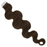 Tape in Hair Extensions #4 Brown Wavy Tape in Hair Extensions 20inch 20pcs 50g
