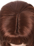 Lizzy Short Brown Wavy Wigs with Bangs for Women Natural Looking 14" Short Curly Bob Wig Heat Resist Synthetic Curly Wavy Wig