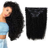 18 Inch Clip in Hair Extensions for Black Women Natural Hair Clip In Remy Human Hair Kinky Curly 7 Pieces 100 Gram Per Set Natural Black Remy Hair Clip in Extensions