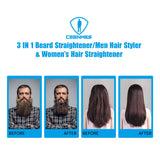 Beard Straightener with Beard E-Book and Beard Oil Hair Straightener Brush Beard Straightening Comb Gifts for Him Gifts for Men and Women