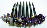 French twist hair comb Ornamented along the top of the heading with Stone Purple.