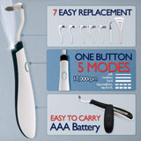【2021 NEW version】7 Heads x 5-Modes HIGH-frequency Power Dental Flosser, Tooth Tartar Scraper, Dental Stains Remover, Tooth Cleaning tool, Battery operated Portable for Travel & Home, Fipponi/WHT